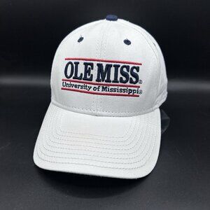 Ole Miss Rebels Hat Cap SnapBack Cotton The Game Script Spell Out White 3 Bar